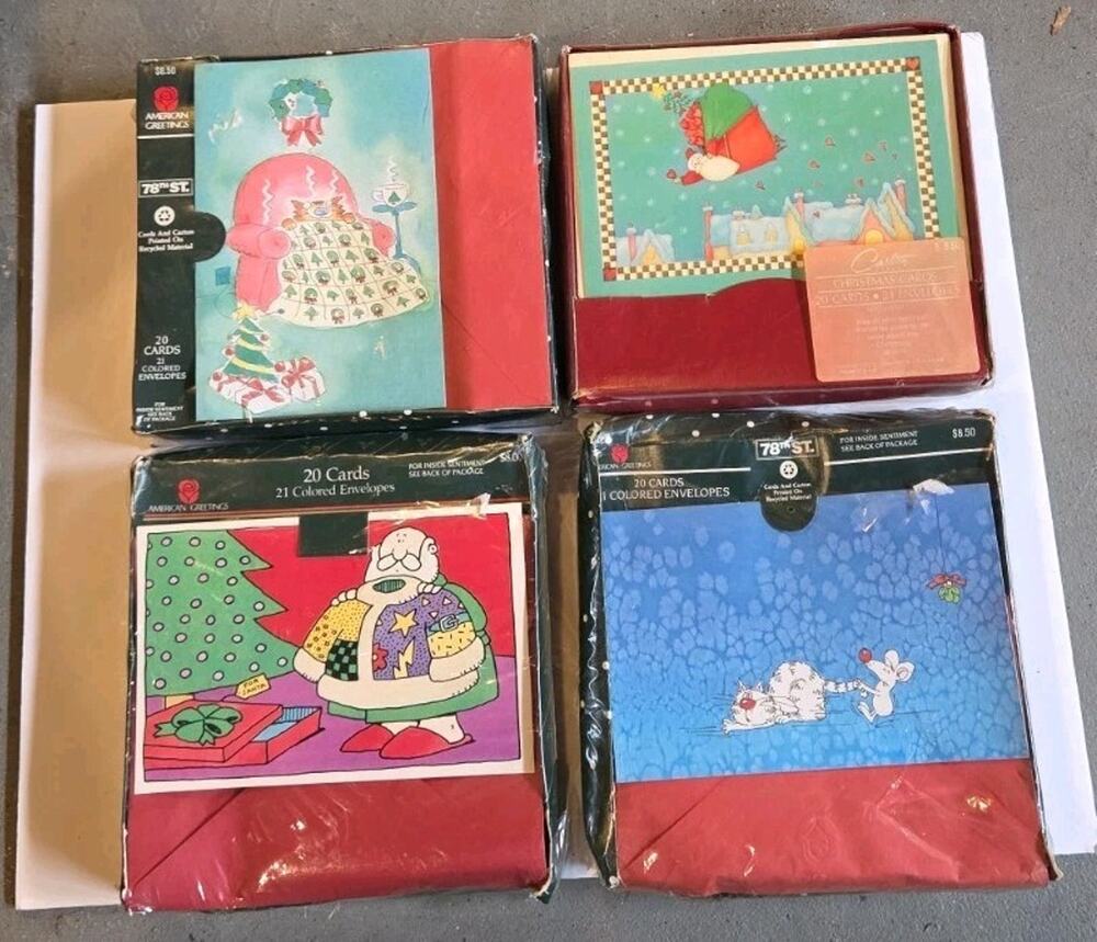 Vintage American Greetings Christmas Cards Mega Lot 4 Boxed Sets + 2 Open Packs